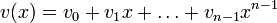 v(x)=v_0+v_1 x+\ldots+v_{n-1}x^{n-1}