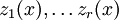 z_1(x), \dots z_r(x)