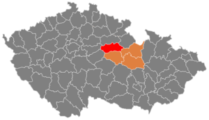Район Пардубице на карте