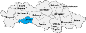 Район Левоча на карте