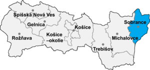 Район Собранце на карте