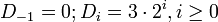 D_{-1} = 0; D_i = 3 \cdot 2^i, i \geq 0