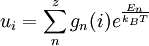 u_i = \sum_n^z g_n(i)e^{\frac{E_n}{k_BT}}