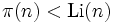 \pi(n)&amp;lt;\mathrm{Li}(n)\,\!