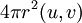 ~4\pi r^2(u,v) 