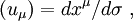 (u_\mu)=dx^\mu/d\sigma\;,