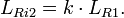L_{Ri2} = k\cdot L_{R1}. \