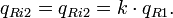 q_{Ri2} = q_{Ri2} = k\cdot q_{R1}. \