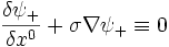 \frac{\delta\psi_+}{\delta x^0}+\sigma\nabla\psi_+ \equiv 0