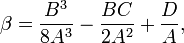  \beta = {B^3 \over 8 A^3} - {B C \over 2 A^2} + {D \over A}, 