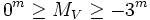 0^m \ge M_V \ge -3^m