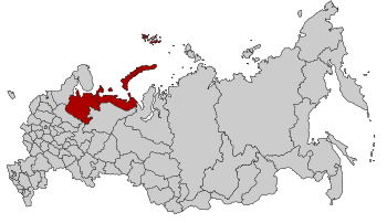 Архангельская область на карте России