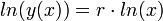 ln(y(x))=r \cdot ln(x)\,