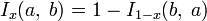 I_x(a,\;b)=1-I_{1-x}(b,\;a)