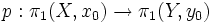 p:\pi_1(X,x_0)\to \pi_1(Y, y_0)