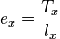 e_x = \frac{T_x}{l_x}
