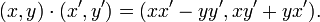  (x , y) \cdot (x' , y') = (xx' - yy' , xy' + yx'). \,