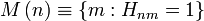 M\left(n\right) \equiv \{ m:H_{nm}  = 1\}