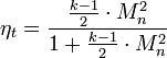 \eta_{t}=\frac{\frac{k-1}{2}\cdot M_n^2}{1+\frac{k-1}{2}\cdot M_n^2}