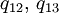 q_{12}, \, q_{13}