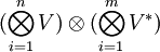 (\bigotimes_{i=1}^n V) \otimes (\bigotimes_{i=1}^m V^*)