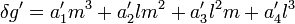 ~\delta g'=a'_1m^3+a'_2lm^2+a'_3l^2m+a'_4l^3