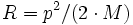 R=p^2/(2\cdot M)