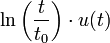 \ln \left ( { t \over t_0 } \right ) \cdot u(t)