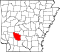Map of Arkansas highlighting Clark County.svg