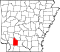 Map of Arkansas highlighting Nevada County.svg