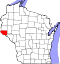 Map of Wisconsin highlighting Pierce County.svg