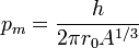~{p_m}=\frac{h}{2{\pi}{r_0}{A^{1/3}}}
