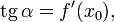 \operatorname{tg}\,\alpha = f'(x_0),
