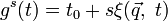 g^s(t) = t_0 + s \xi (\vec q,\; t)
