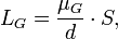 L_G = \frac{\mu_G}{d}\cdot S, \ 