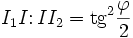 I_1I\colon II_2={\rm tg }^2\frac{\varphi}{2}