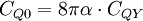 C_{Q0} = 8\pi \alpha \cdot C_{QY} \ 