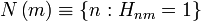N\left(m\right) \equiv \{ n:H_{nm}  = 1\}