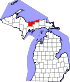 Map of Michigan highlighting Alger County.svg