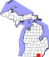 Map of Michigan highlighting Lenawee County.svg
