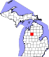 Map of Michigan highlighting Missaukee County.svg