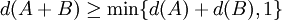 d(A+B)\ge \min\{d(A)+d(B),1\}