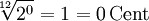 \sqrt[12]{2^0} = 1 = 0\,\mathrm{Cent}