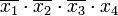 \overline{x_1}\cdot\overline{x_2}\cdot\overline{x_3}\cdot{x_4}