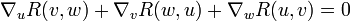\nabla_uR(v,w)+\nabla_vR(w,u)+\nabla_w R(u,v) = 0