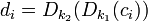 d_i = D_{k_2}(D_{k_1}(c_i))
