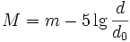 M=m-5 \lg \frac{d}{d_0}