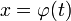 ~x=\varphi(t)