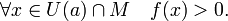 \forall x \in U(a)\cap M\quad f(x) &amp;gt; 0.