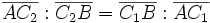 \overline{AC_2}: \overline{C_2B}=\overline{C_1B}: \overline{AC_1}